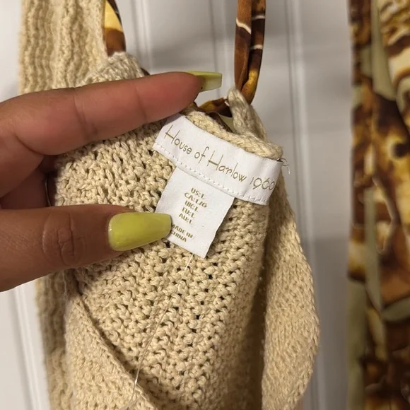 House of Harlow 1960 Knit Topand skirt with Yellow and Brown Accents